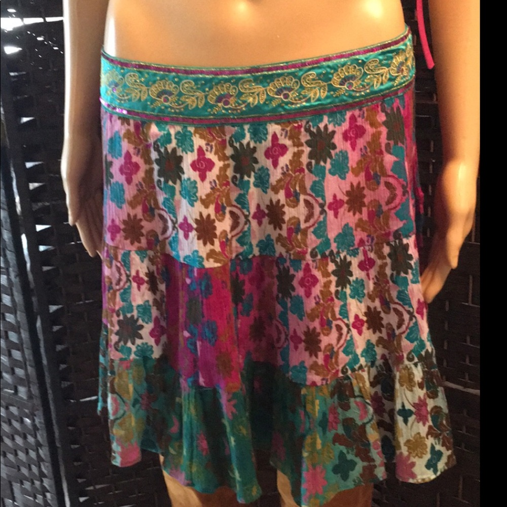 Dnky Jeans Boho Patchwork A-Line. Embroidered & E… - image 1